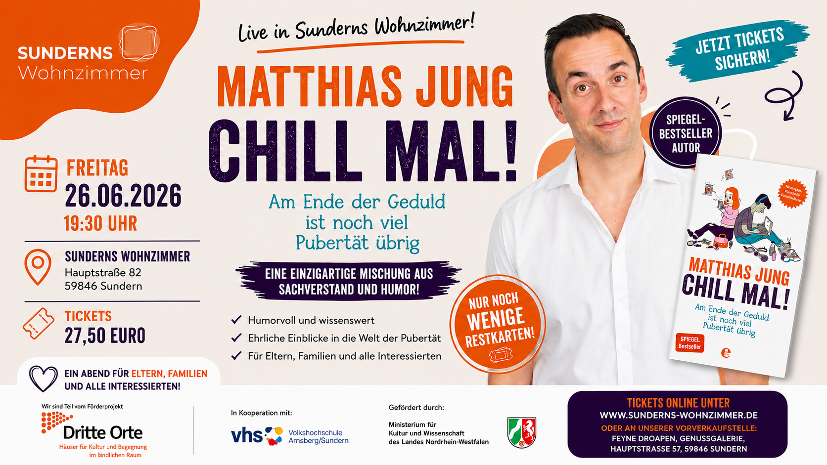Gelungene Premiere in den neuen Räumlichkeiten: Matthias Jung begeistert Publikum in Sunderns Wohnzimmer